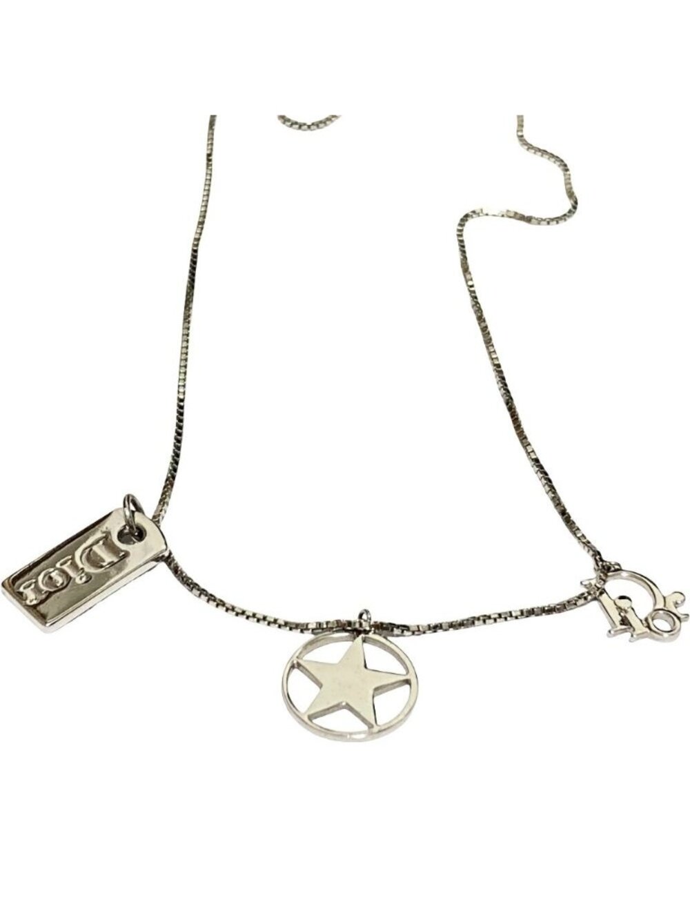 Dior Star Logo Necklace Choker Silver Colored